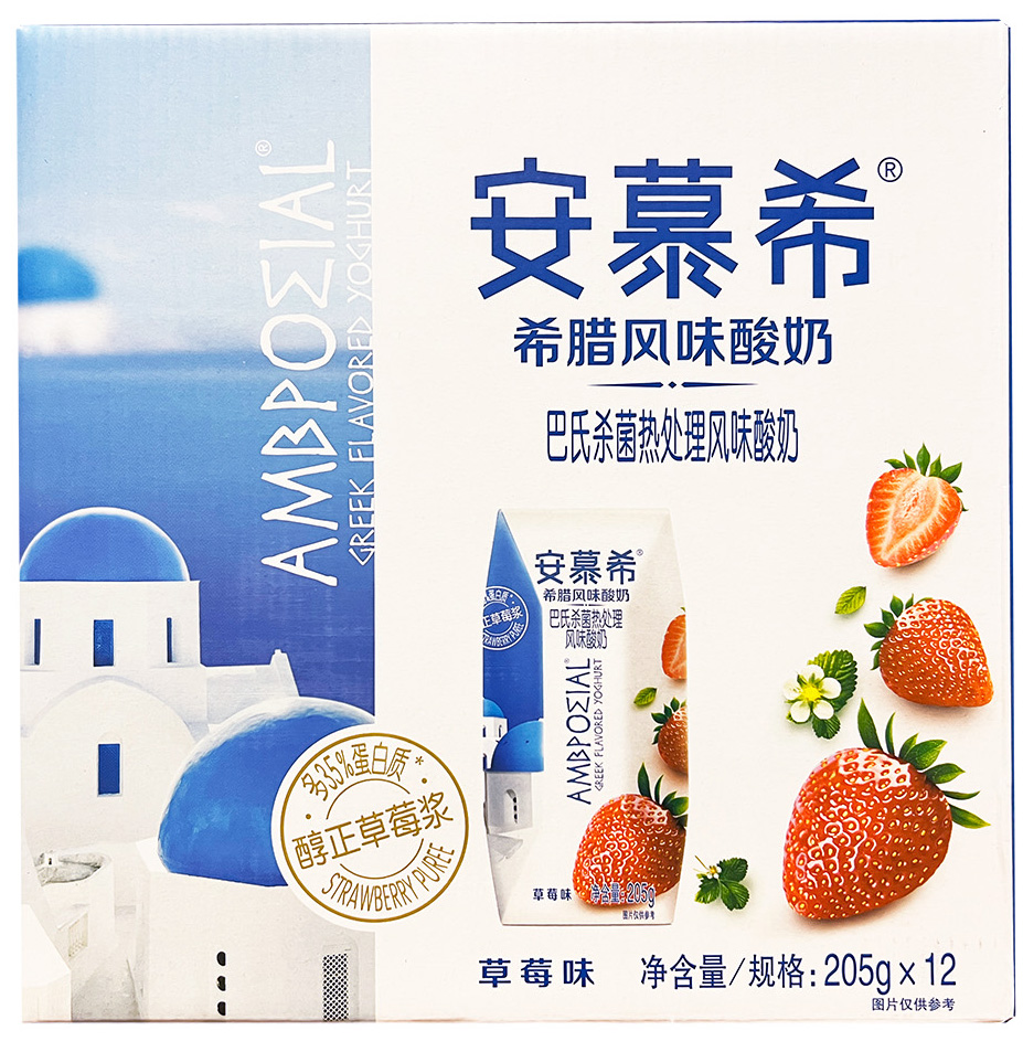 AMX Ambpoeial Yogurt Strawberry Flavor 安慕希 酸奶 草莓味 8packs*12tetras*205g