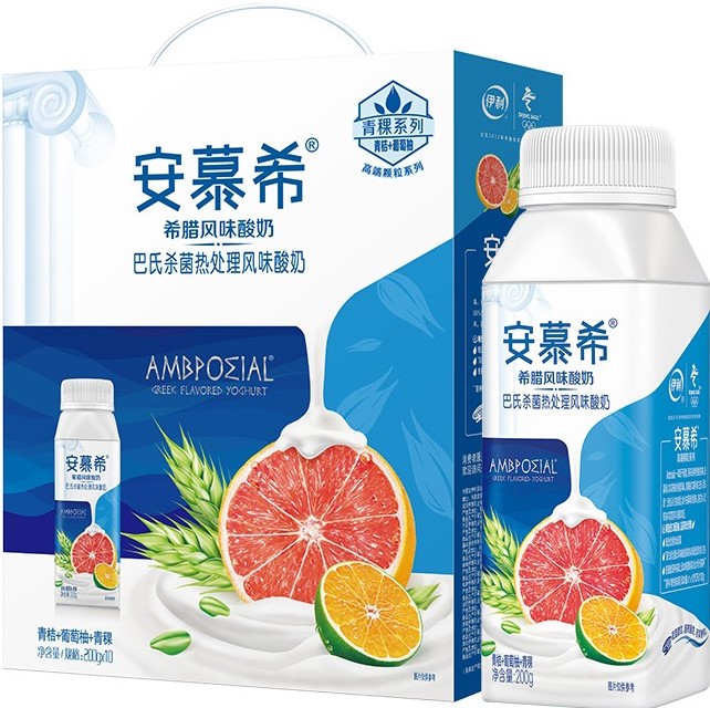 AMX Ambpoeial Yogurt (Citrus & Grapefruit) 安慕希 酸奶 青桔葡萄柚味 8packs*10btls*200g