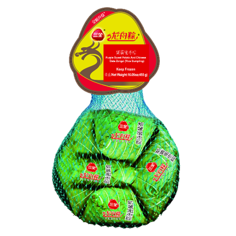 SanQuan Purple Potato Candied Dates Zongzi 三全 紫薯蜜枣粽 （网袋） 20cs*455g