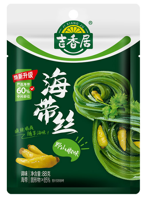 JXJ Kelp Strips-Savory Spicy 吉香居 海带丝 野山椒味 88g 50bags*88g