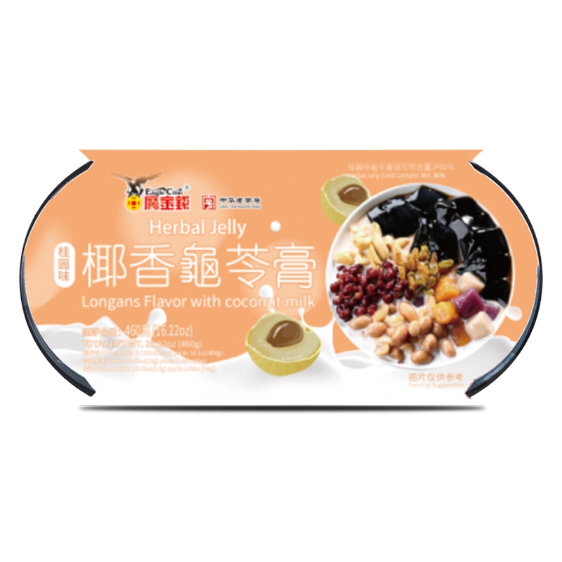 YJQ Herbal Jelly with Longans 鹰金钱 桂圆味椰香 龟苓膏 18packs*2cups*230g