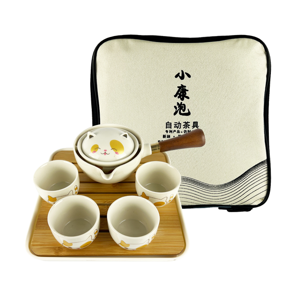 摩登主妇功夫茶具套装（财猫茶壶*1+茶杯*4+ 茶盘*1 + 旅行包*1) 20/cs