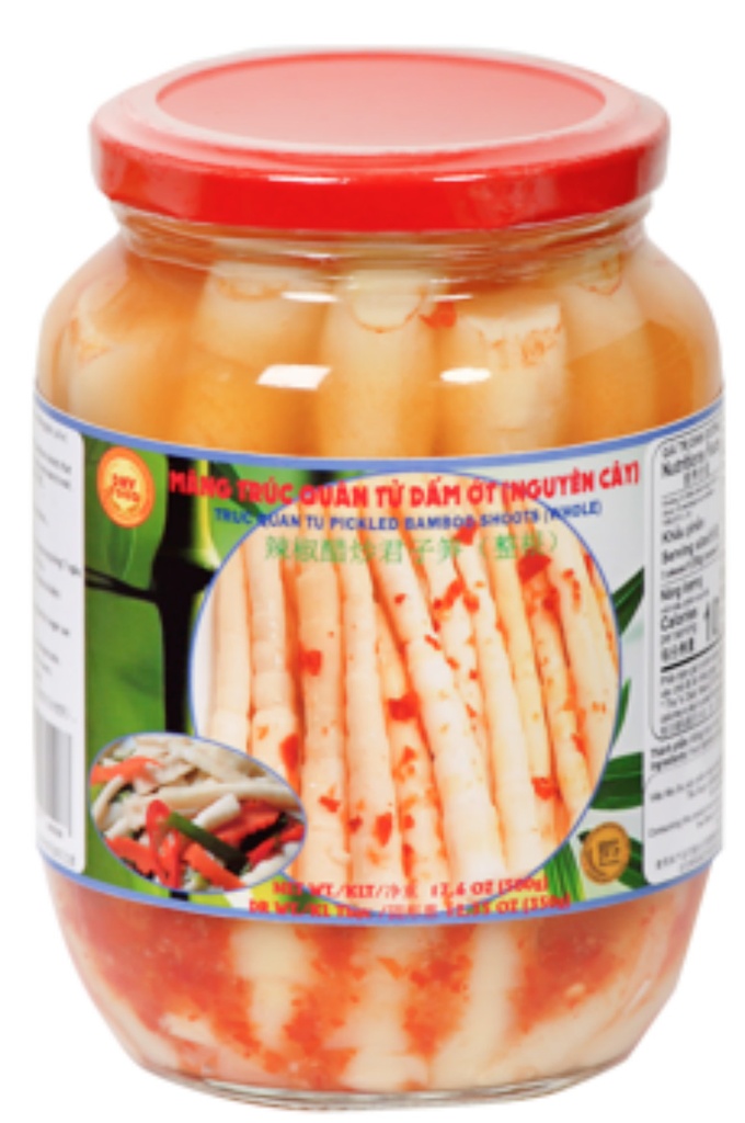 DNV Food Truc Quan Tu Pickled Bamboo Shoots (Whole) | DNV Food 辣椒醋炒君子笋(整根) | 16jars*500g [Mang Truc dam ot nguyen cay]