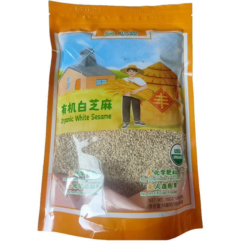 Sunshine 100 Organic White Sesame 阳光100 有机白芝麻 30bags*1lb