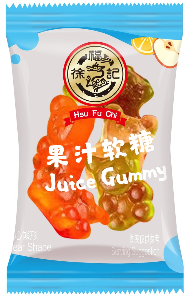XFJ Bear Shape Juice Gummy (Bulk Packaging) | 徐福记 花心熊 透明橡皮糖（散包）4bags*1.5kg