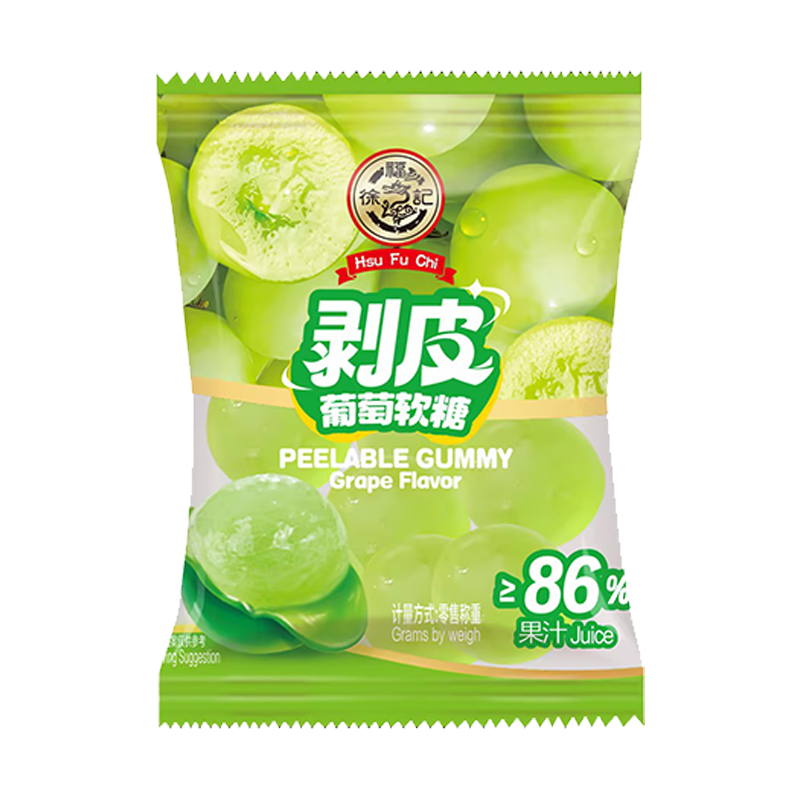 XFJ Grape Flavor Juice Gummy (Bulk Packaging) | 徐福记 水晶葡萄味 爆浆软糖（散包） 4bags*1.5kg