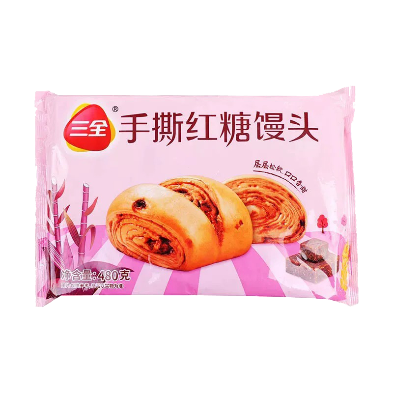SanqQuan Steamed Flour Buns With Brown Sugar | 三全 手撕红糖馒头 12boxes*480g