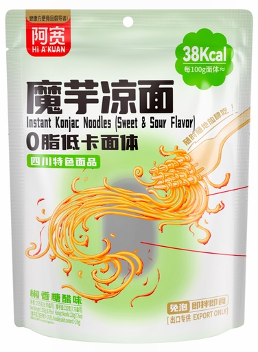 [D05901] Akuan Pepper Flavored Sweet and Vinegar Flavored Konjac Cold Noodles 白家 阿宽椒香糖醋味 魔芋凉面（自立装） 20bags*255g