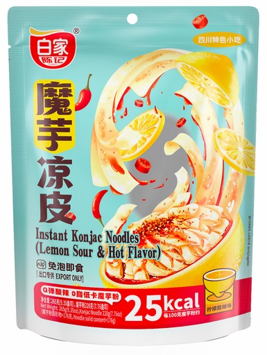 [D05902] Akuan Lemon Hot and Sour Flavor Konjac Liangpi白家 阿宽 柠檬酸辣味 魔芋凉皮（自立装） 20bags*265g
