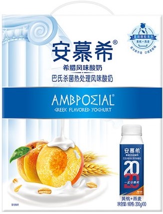 [A28202] AMX Ambpoeial Yogurt (Yellow Peach & Oat) 安慕希 酸奶 黄桃燕麦味 8packs*10btls*200g