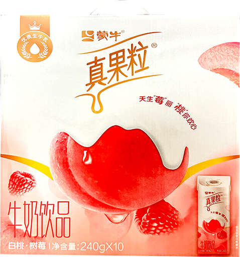 [A32505] MN Chewy Fruit (Peach & Raspberry) 蒙牛 真果粒 白桃树莓 6packs*10tetras*240g