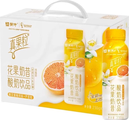 [A32507] MN Chewy Fruit Milkshake Yogurt Beverage - Neroli & Pomelo Flavor 蒙牛 真果粒 花果奶昔 橙花蜜柚+芦荟粒酸奶 6packs*10btls*230g