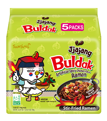 [D42105] SY 305323 Artificial Spicy Chicken Flavor Ramen Jjajang 三养 辣鸡肉拌面 炸酱味 (绿23687) 8bundles*5bags*140g