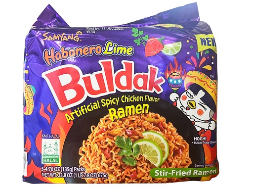 [D42114] SY 306063 Artificial Spicy Chicken Flavor Ramen Habanero Lime 三养 辣鸡肉拌面 哈瓦那辣椒青柠味 (紫25995) 8bundles*5bags*135g