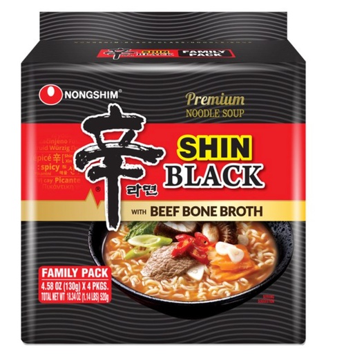 [D47102] NS 101004261 Shin Ramen Black 农心 黑色辛拉面 4连包 065707 4packs*4bags*130g