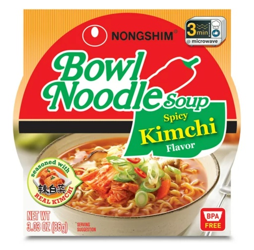 [D47303] NS 101002099 Kimchi Ramen Bowl Noodle 农心 泡菜拉面 12碗装 绿 852062 12bowls*86g