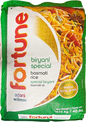 [F05805] Fortune Biryani Special Basmati Rice 40lbs(18.14kg) 福运 印度香米 40磅(18.14公斤) 1bag*40lb
