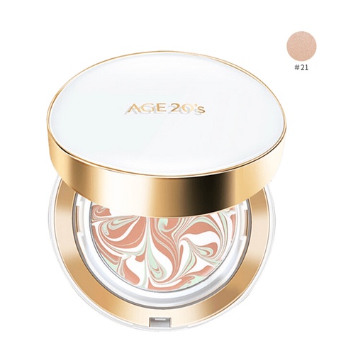[VMU03001] 爱敬白色气垫21号 控油 SPF50+ PA+++ 24/cs AGE20's SIGNATURE ESSENCE COVER PACT Long Stay 21 Light Beige SPF50+ PA+++ 24/cs