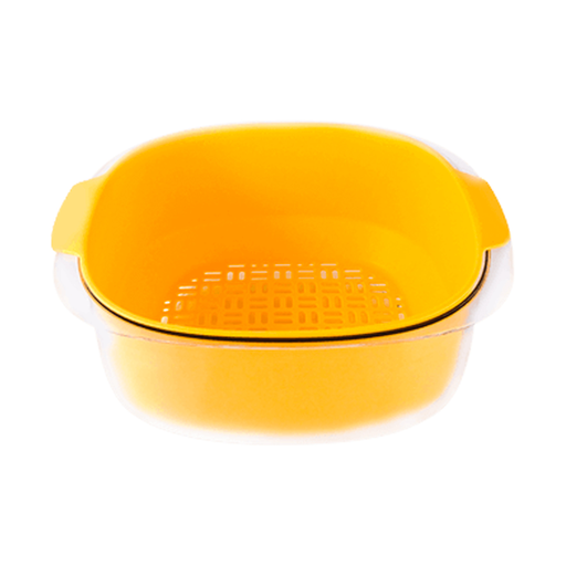 [VHK25011-3] 摩登主妇 双层洗菜盆 透明黄 28/cs MDZF Double Layer Vegetable Basin Transparent Yellow 28/cs