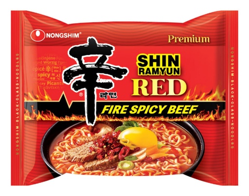[D47112] NS 101006220 Shin Ramyun Red Firey Spicy Beef 32 | 农心 辛拉面 红 火辣牛肉 32 (红006793) 8packs*4bags*125g