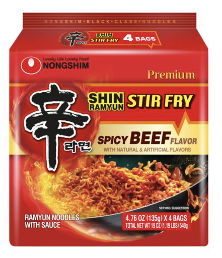 [D47113] NS 101006219 Shin Ramyun Stir-Fry Spicy Beef  32 | 农心 辛拉面 炒香辣牛肉 32 (红006793) 8packs*4bags*135g
