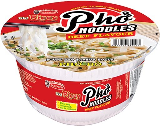 [D62301] ACECOOK Oh! Ricey Beef Flavor Pho Instant Rice Noodles Bowl | ACECOOK Oh! Ricey 牛肉味河粉碗 6bowls*71g [Pho Bo]