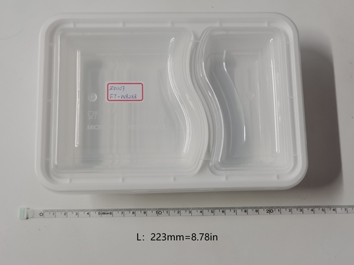 [Z01107] FUTONG 26OZ Plastic Container-W8288 | 福通 26OZ PP两格方餐盒-W8288 1box*150sets