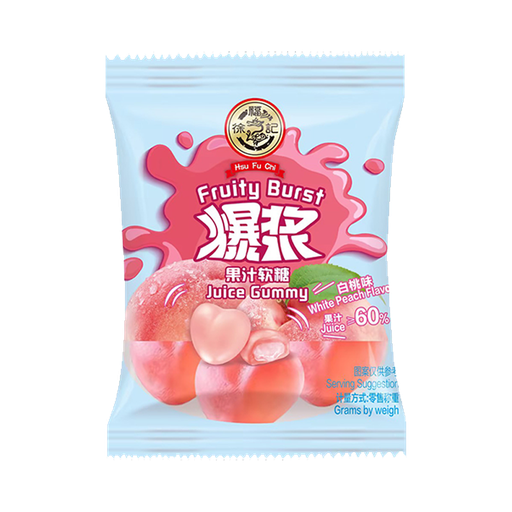 [B56537] XFJ White Peach Flavor Juice Gummy (Bulk Packaging) | 徐福记 白桃味 爆浆软糖（散包） 4bags*1.5kg