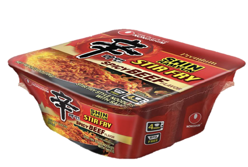 [D47404] NS 101070024 Shin Stir Fry Spicy Beef 6 SQ Bowl 农心 辛拉面 炒香辣牛肉 6方形碗 (红013609) 6bowls*106g
